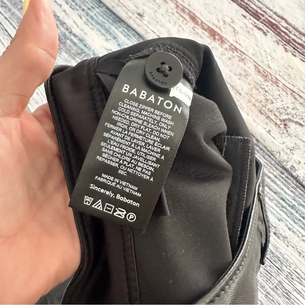 Babaton Black Vegan Leather Straight Leg Pants